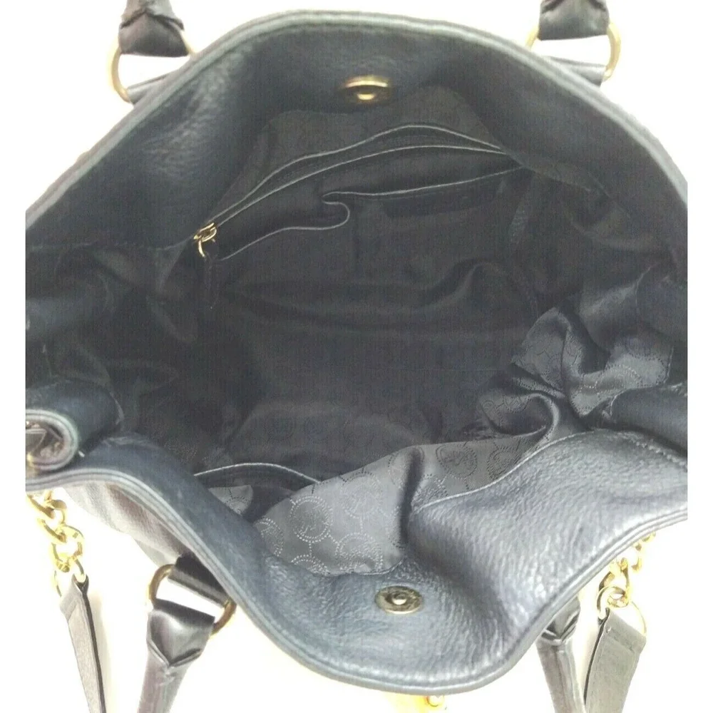 Michael Kors Hamilton Black Leather Satchel Shoulder Bag w/ Matching Wallet